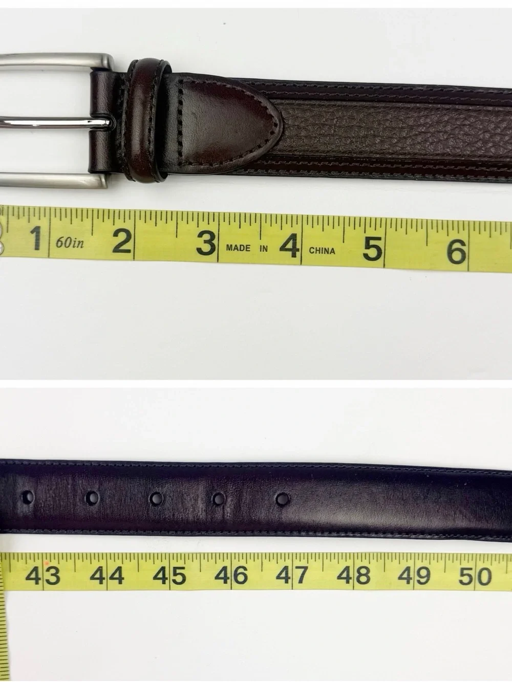Johnston & Murphy Pebbled Leather Brown Dress Belt Size 44